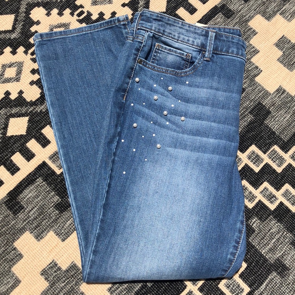 NWT Embellished Straight Leg Jeans!